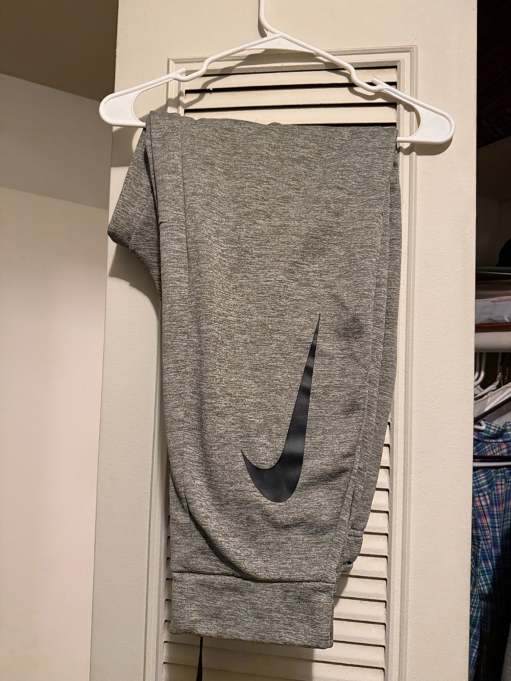 Nike Kids Gray Jogger Sweatpants with Black Swoosh